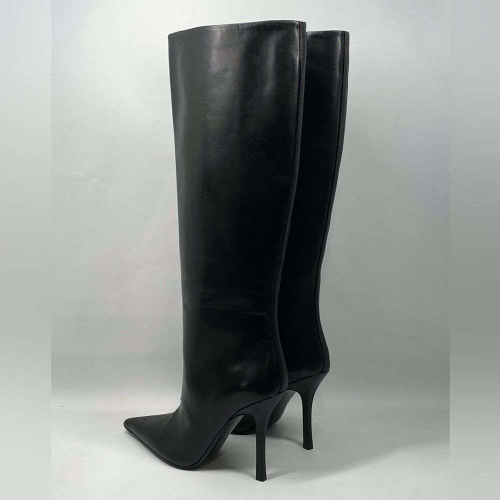 Alexander Wang Delphine brand-embossed leather heeled knee-high boots size 38.5 - Picture 8 of 15
